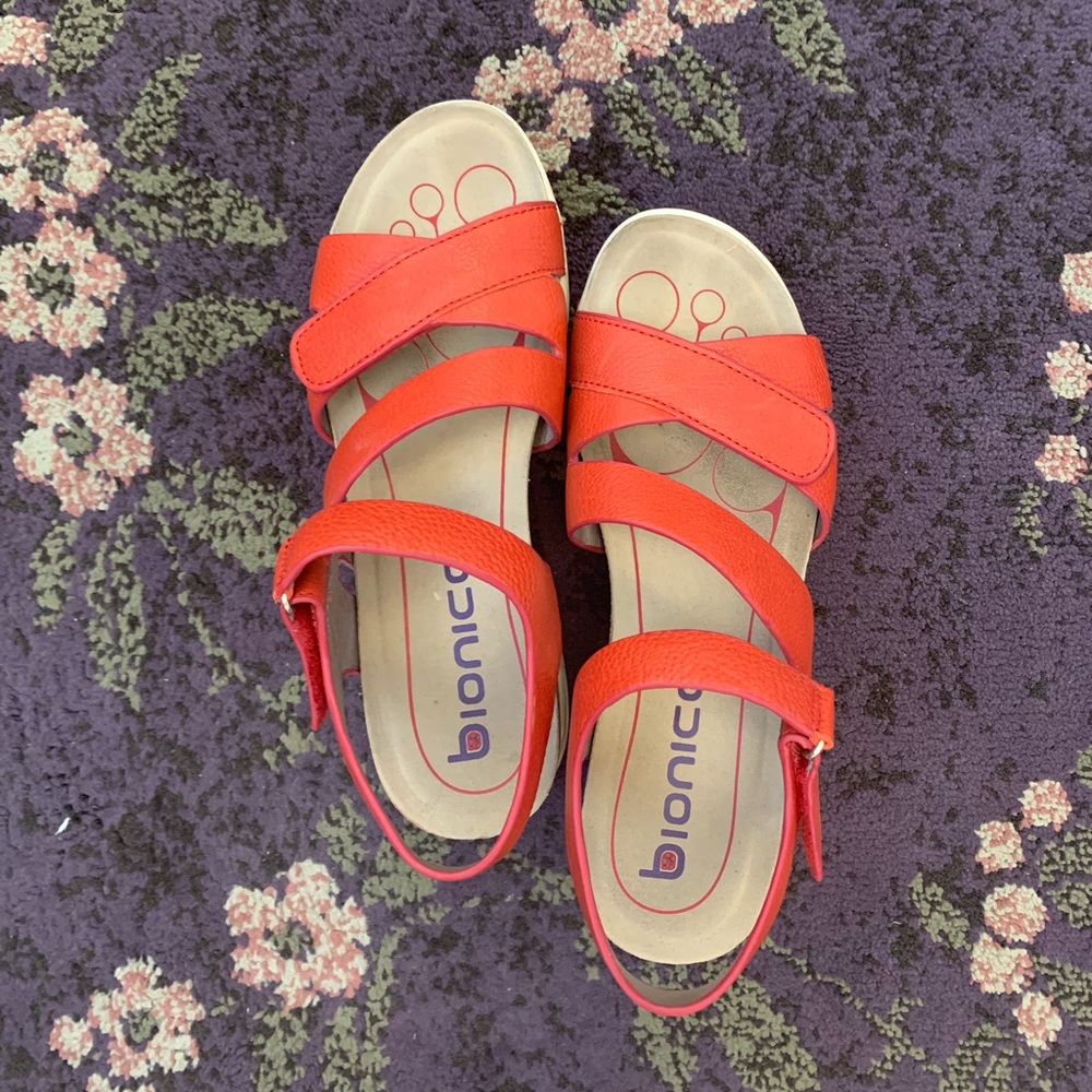 Red Leather Bionica Sandals